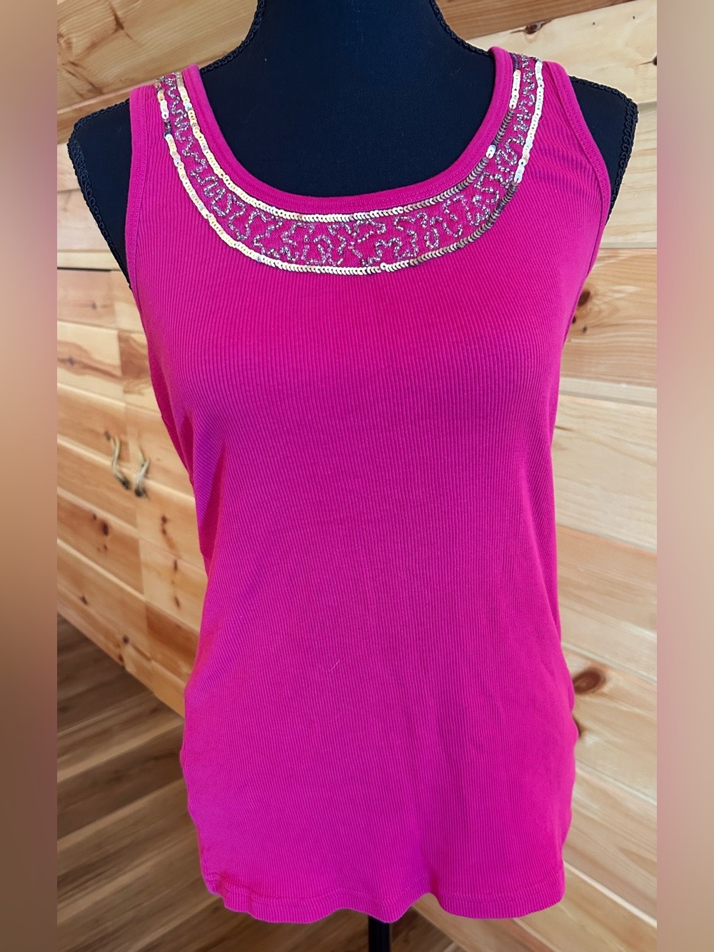 Old Navy Sequin Trim Fuchsia Tank Top